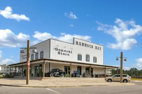 a view of a building with a street