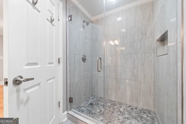 a bathroom with a shower