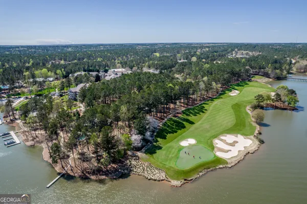 a view of a lake with a mountain