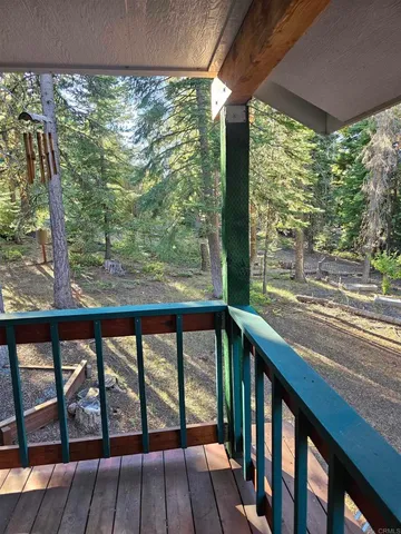 a view of porch with a large window