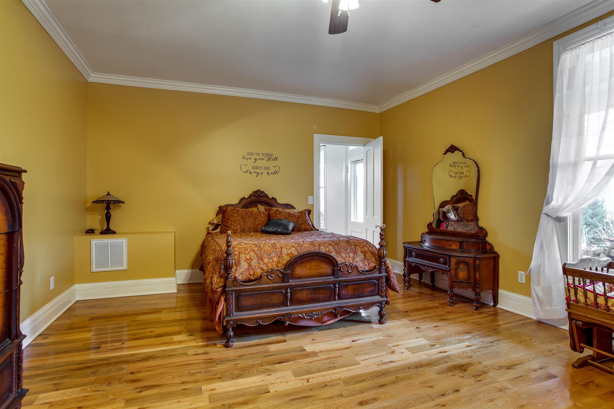 3887 Raleigh-Elam Road Santa Fe, TN 38482 - Photo 16 of 27 The Master Bedroom has Hardwood Floors and Updated Lighting with Great Views