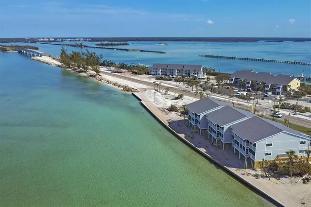 a view of a city and ocean view