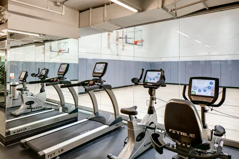 a view of a room with gym equipment