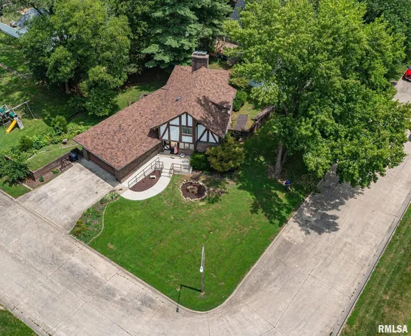 an aerial view of a house