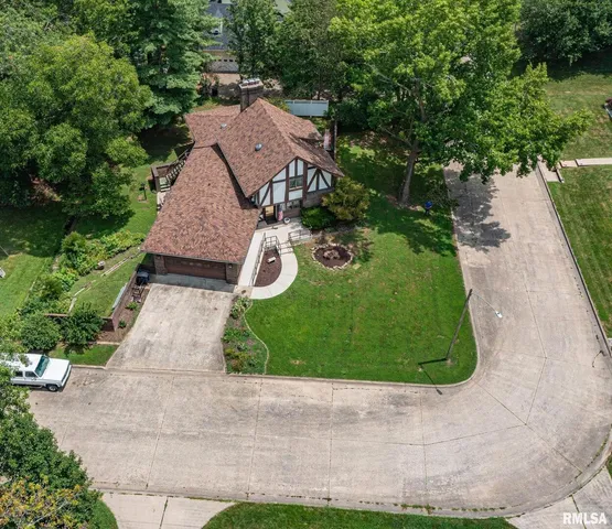 an aerial view of a house