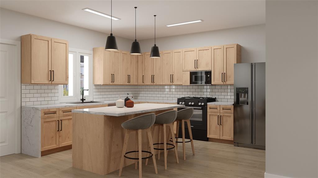 481 Lessie Circle Kennedale, TX 76060 - Photo 6 of 17 a kitchen with stainless steel appliances granite countertop a sink a stove a refrigerator and island