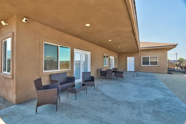 a view of an outdoor space and seating area