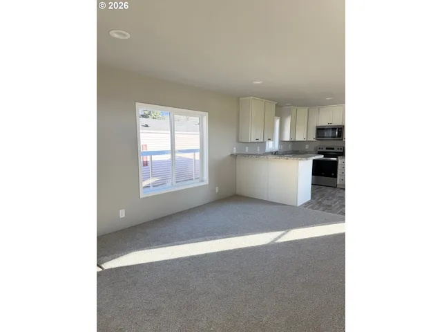 a view of kitchen with refrigerator sink and outdoor counter