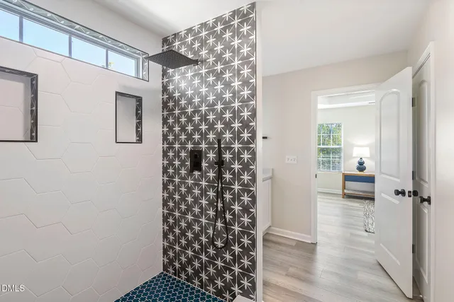 a bathroom with a shower
