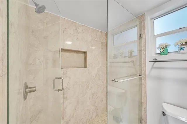 a bathroom with a shower