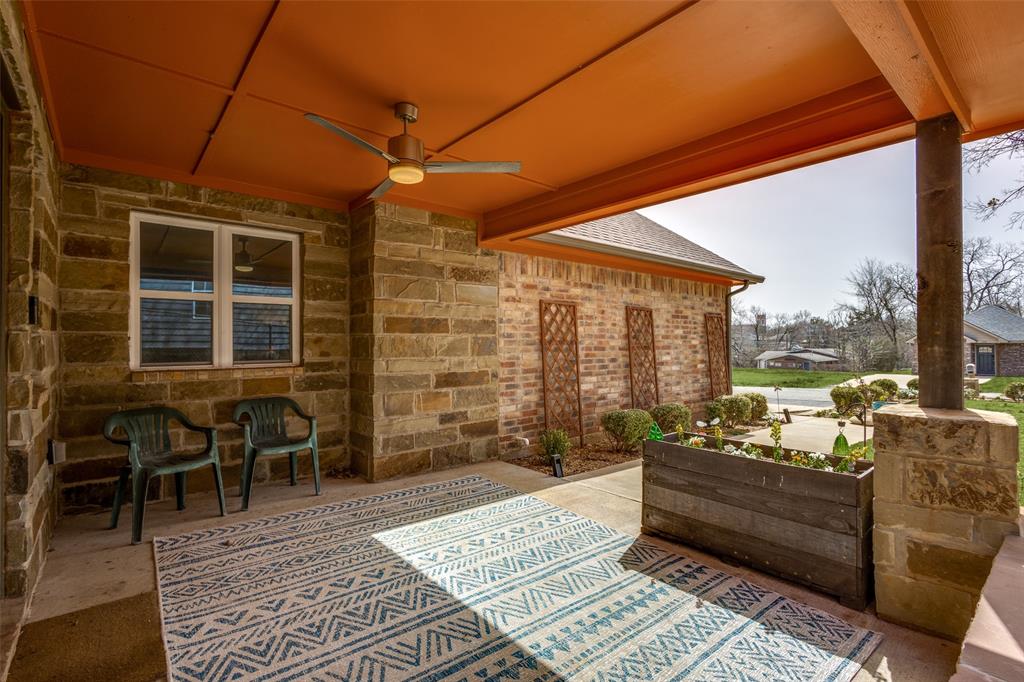 a building outdoor space with patio