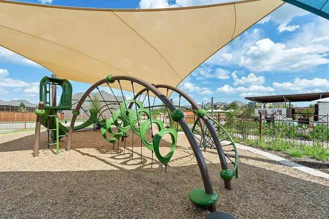 a view of a park with slide