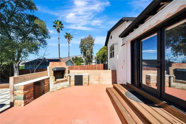 a view of outdoor space deck and kitchen