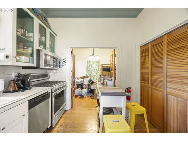 a view of a porch with a door