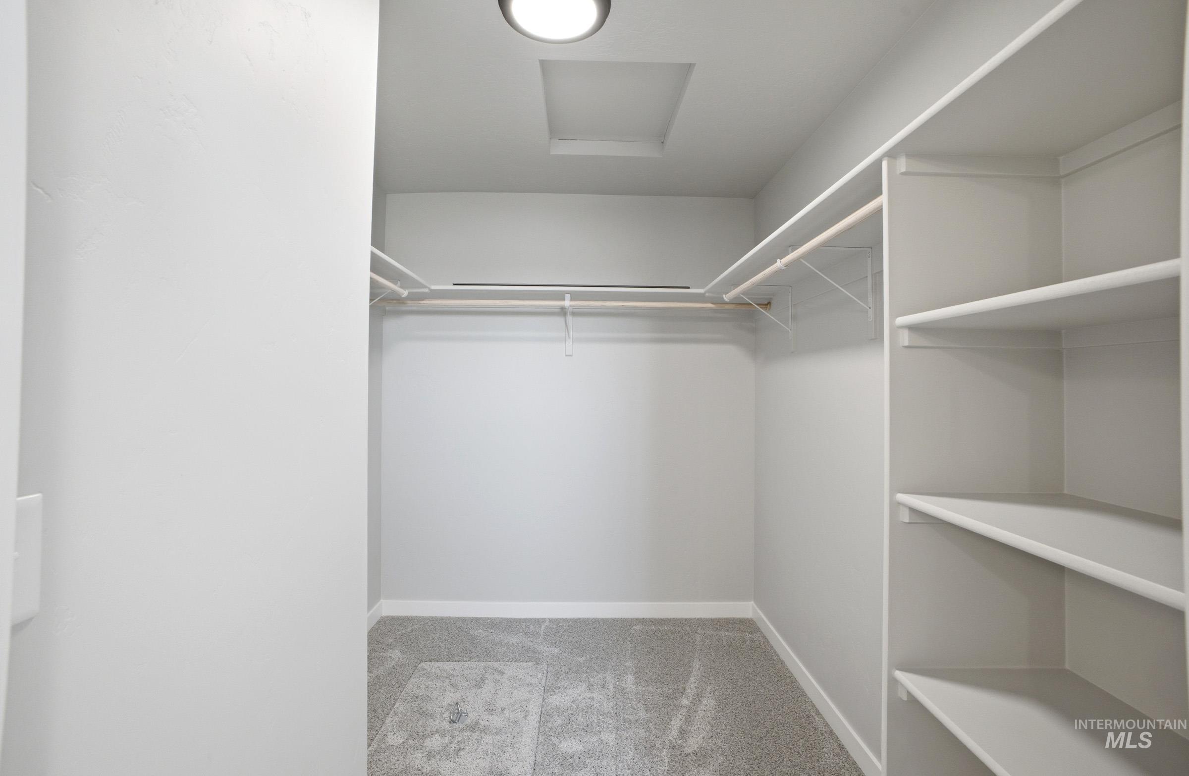 14106 Winding Street Caldwell, ID 83607 - Photo 18 of 18 Walk-in closet featuring built-in shelving, hanging rods, and light gray wall-to-wall carpeting