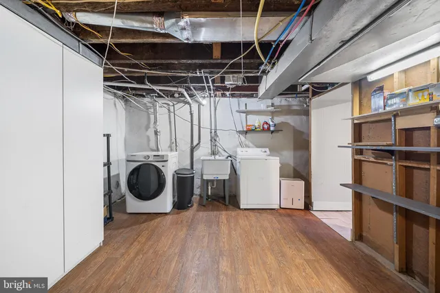 a utility room with dryer and washer