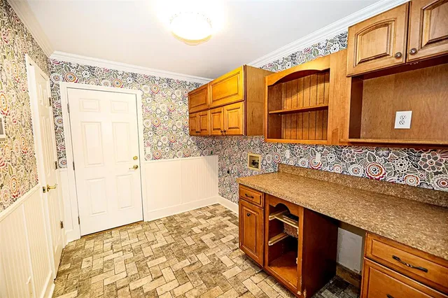 a view of a storage and utility room