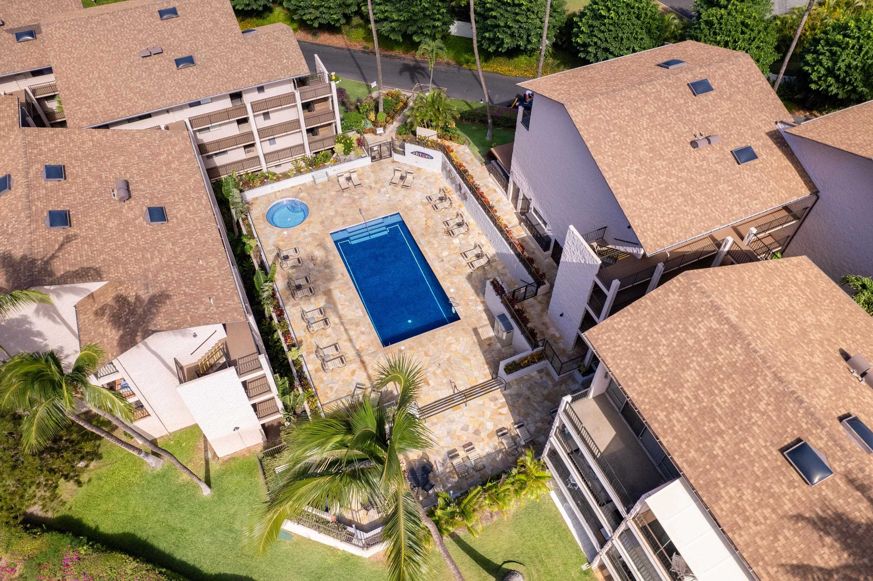 2387 South Kihei Road, Unit B303 Kihei, HI 96753 - Photo 29 of 48 an aerial view of a house with swimming pool and sitting space