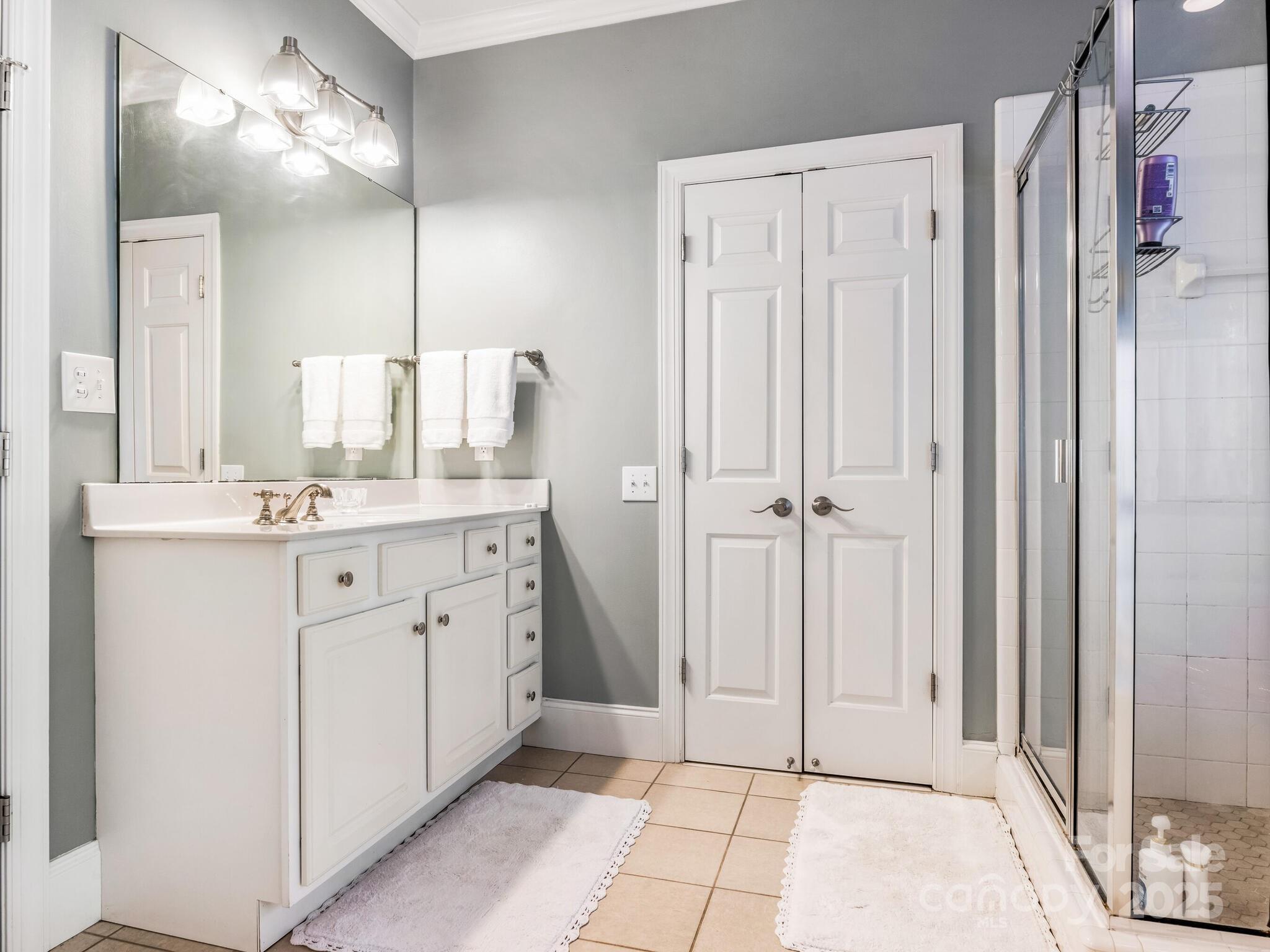 1110 Princeton Avenue Charlotte, NC 28209 - Photo 19 of 29 a spacious bathroom with a mirror a vanity and a shower