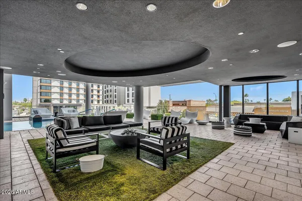 a living room with furniture