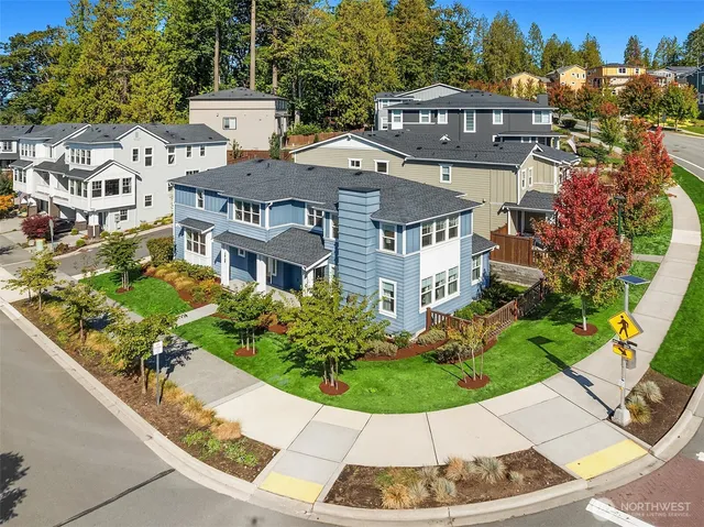 an aerial view of a house