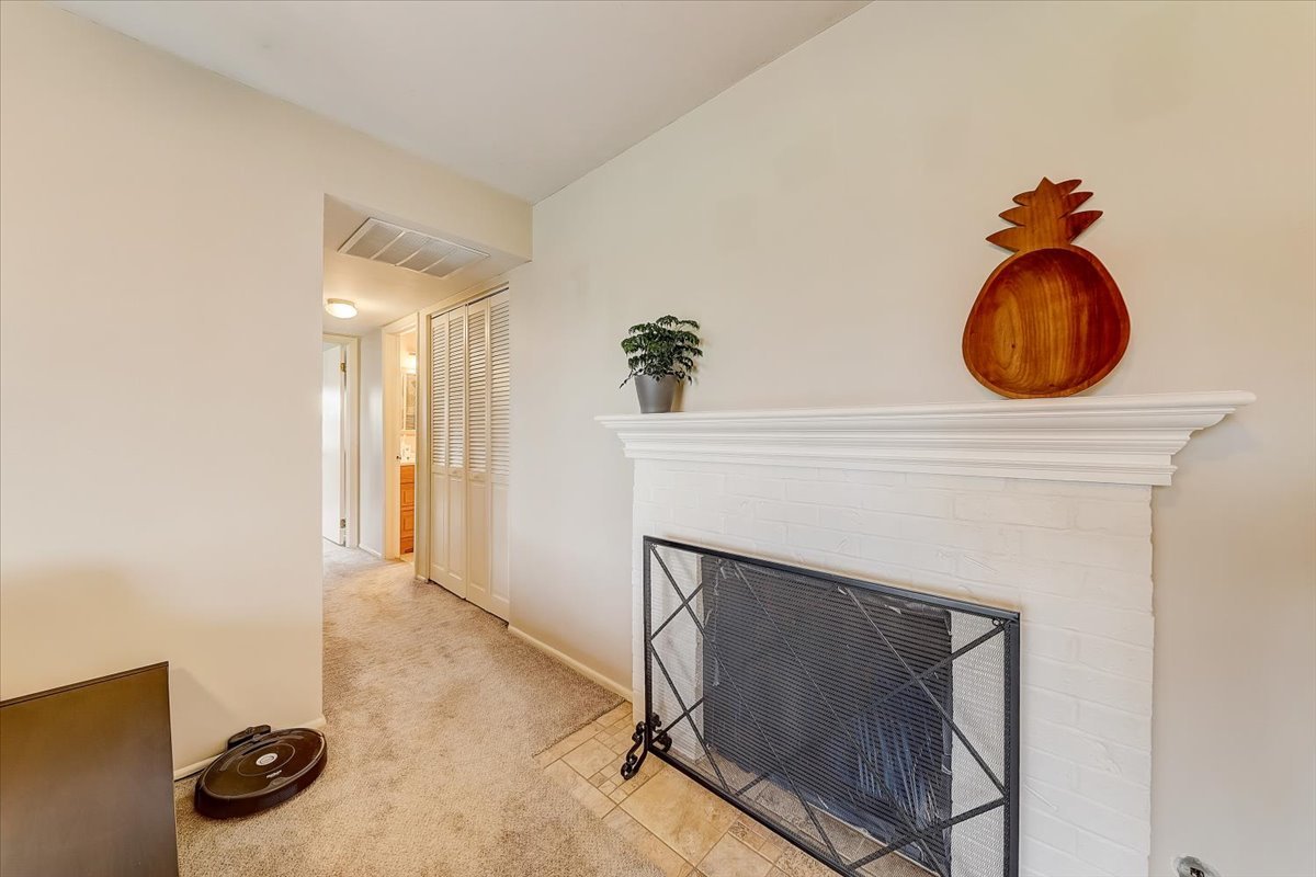 1110 Scanlon Drive, Unit D1 Wheeling, IL 60090 - Photo 5 of 23 a living room with a fireplace and a wooden floor