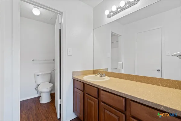 a bathroom with a sink a toilet and a shower