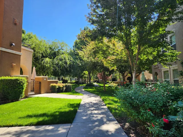 a view of a backyard with a garden