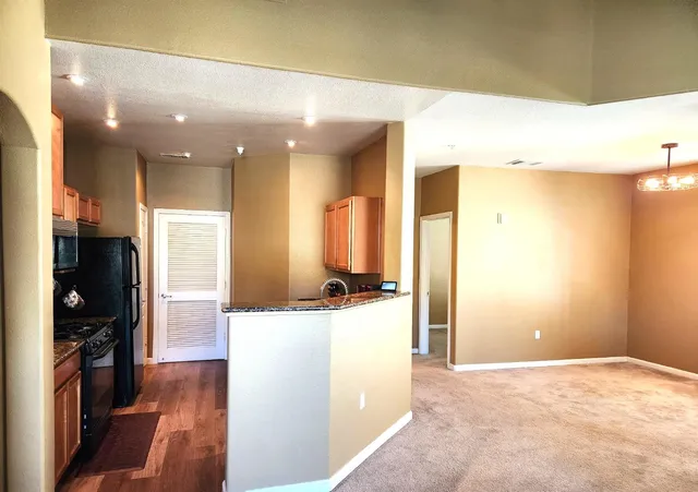 a view of a living room and a bathroom