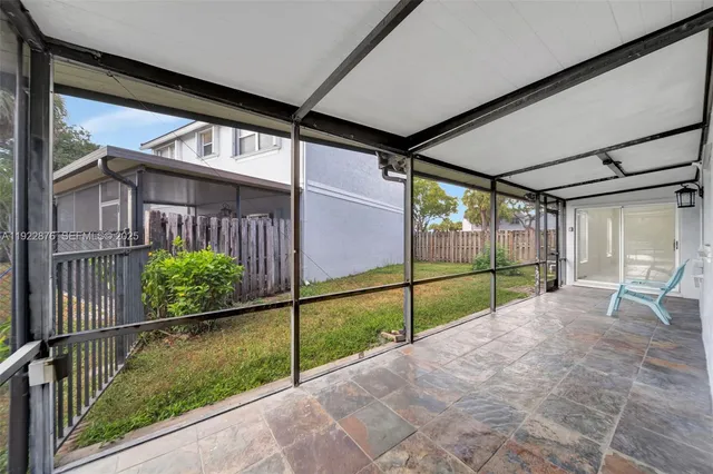 a view of a garden with trees