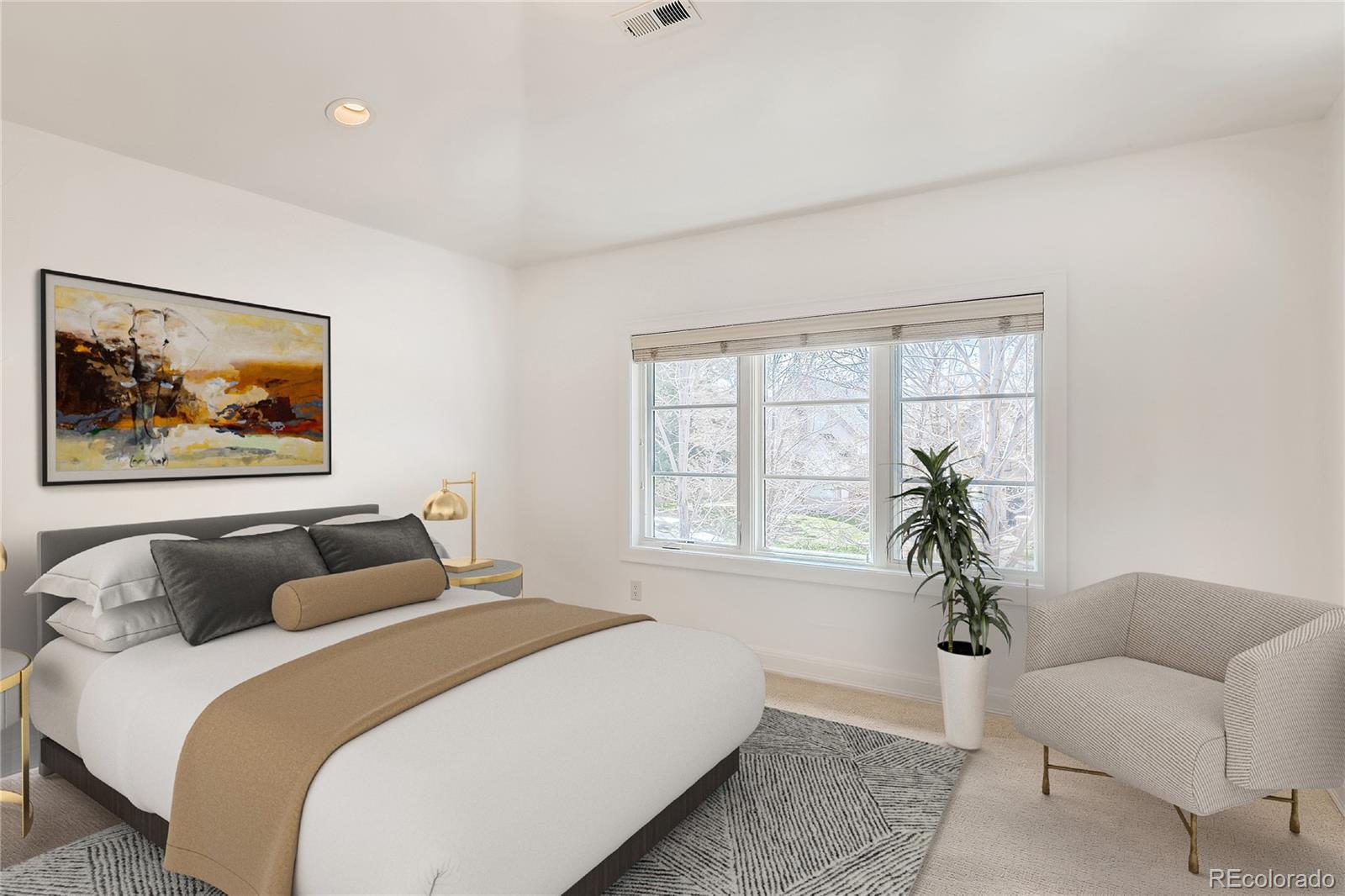 436 Jackson Street Denver, CO 80206 - Photo 25 of 40 a bedroom with furniture and a large window