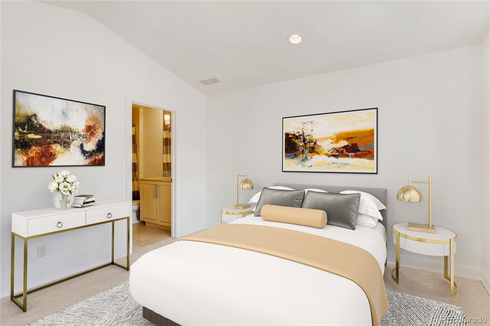 436 Jackson Street Denver, CO 80206 - Photo 33 of 40 a bedroom with a bed and a painting on the wall