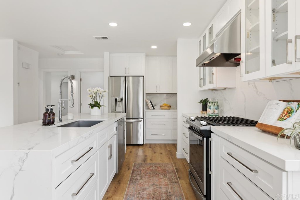 742 Snapdragon Street Encinitas, CA 92024 - Photo 5 of 22 a kitchen with a sink stove and refrigerator
