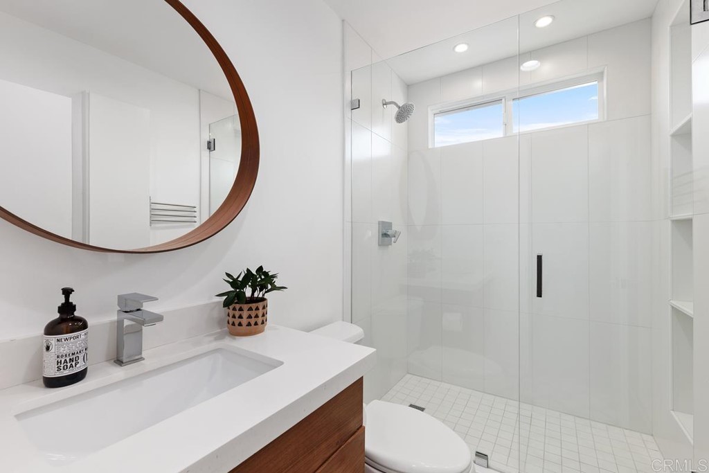 742 Snapdragon Street Encinitas, CA 92024 - Photo 10 of 22 a bathroom with a sink a toilet and a mirror