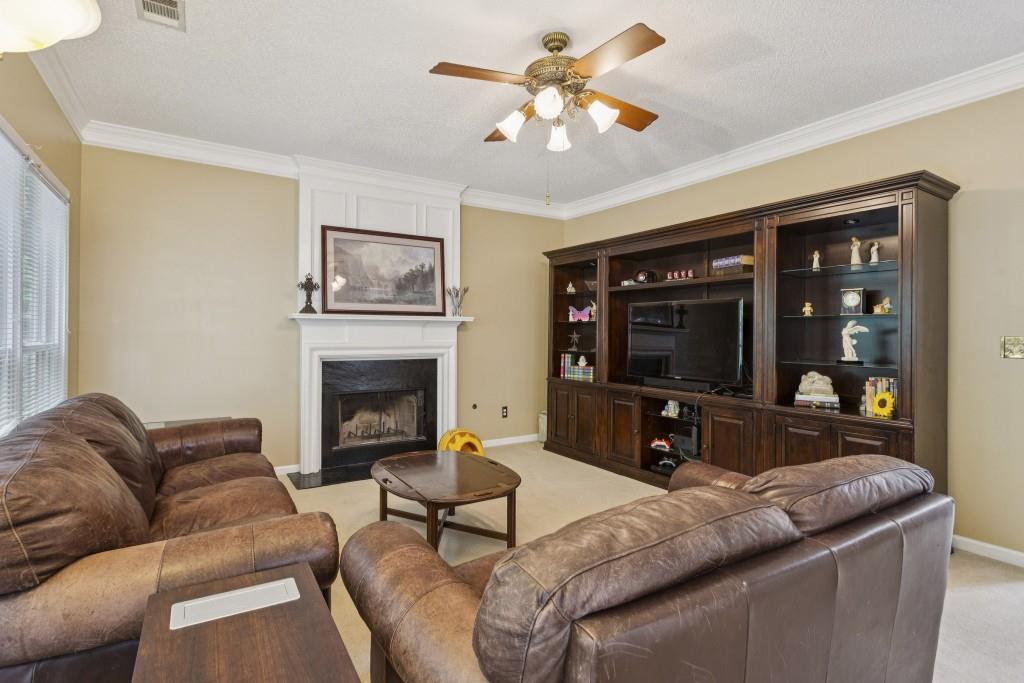 4815 Tanners Spring Drive Alpharetta, GA 30022 - Photo 10 of 45 a living room with furniture a fireplace and a flat screen tv