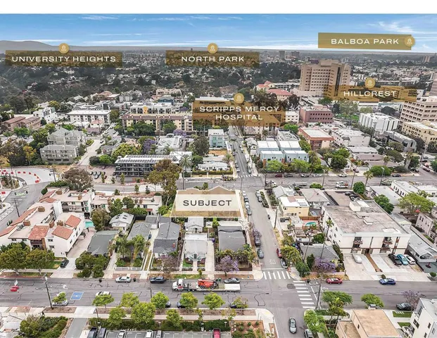 an aerial view of a city