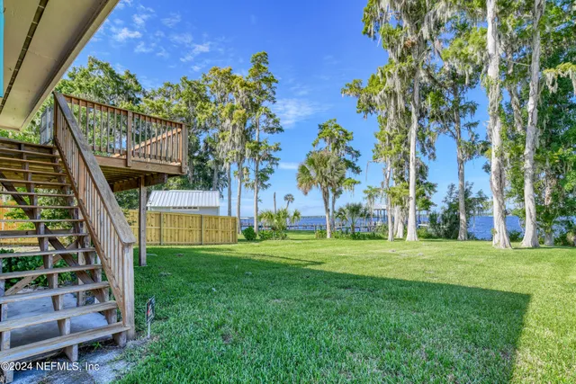 a view of a backyard with a garden and plants