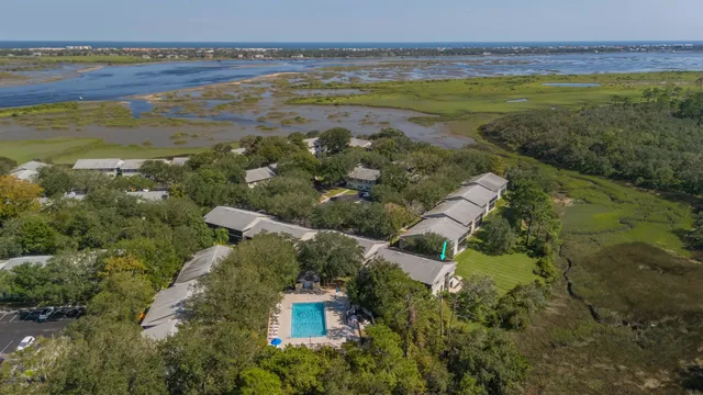 a view of a lake from a yard