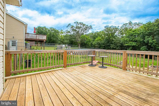 a view of a wooden deck