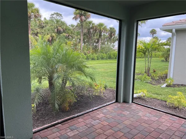 a view of a garden from a window