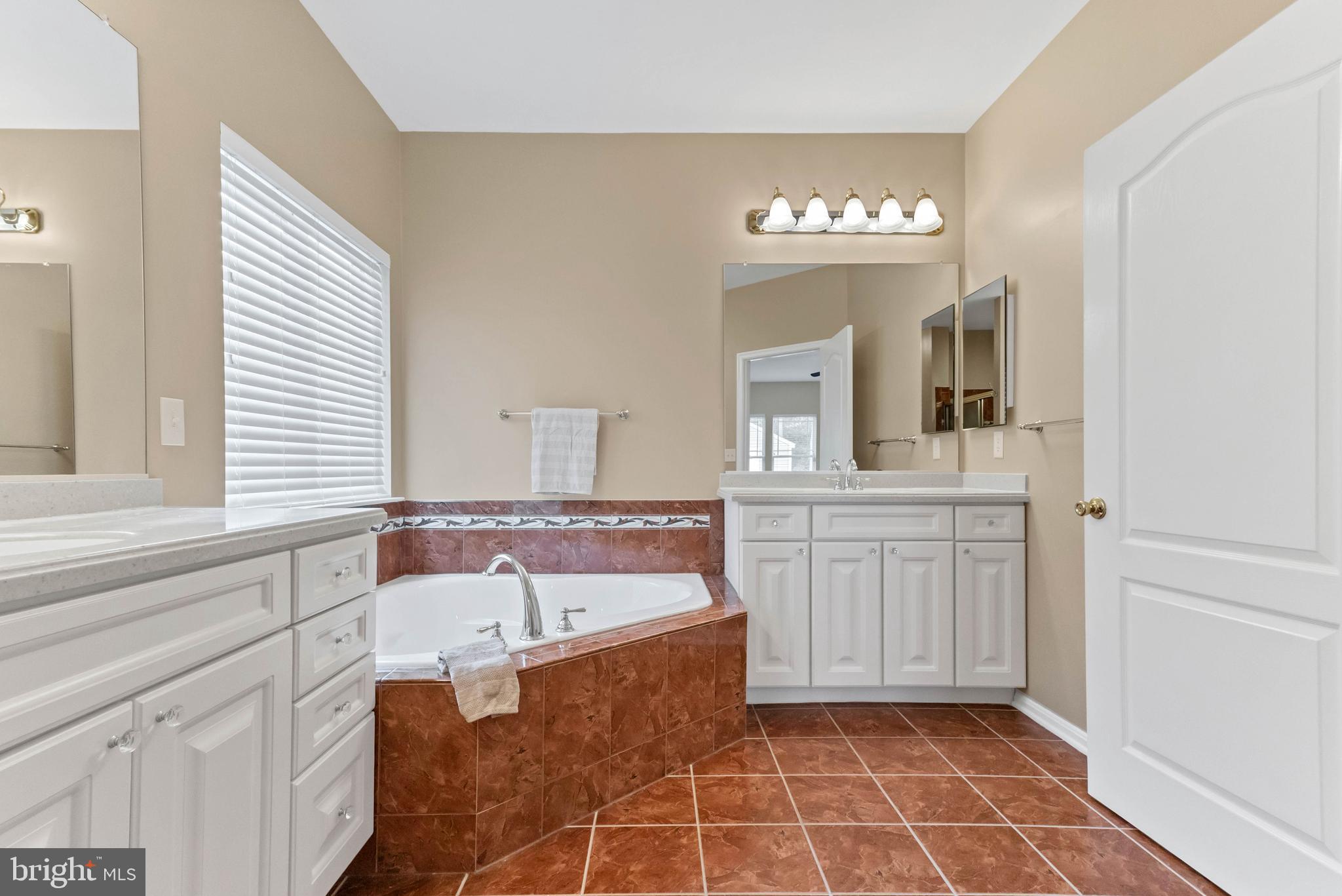 24872 Rivers Edge Road Millsboro, DE 19966 - Photo 31 of 80 a bathroom with a tub a double vanity sink and a mirror