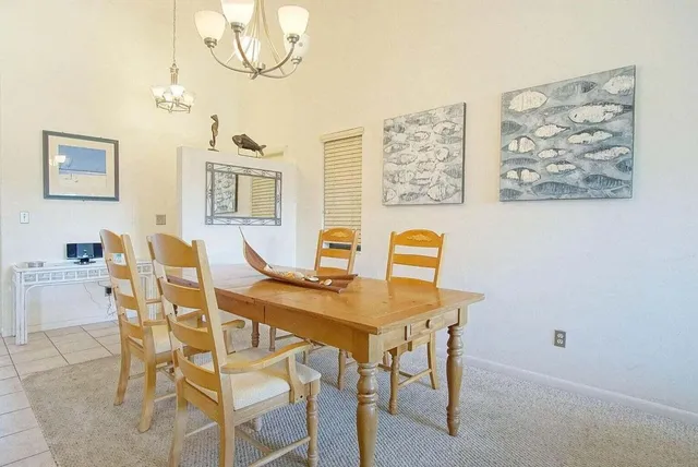 a view of a city from a dining room