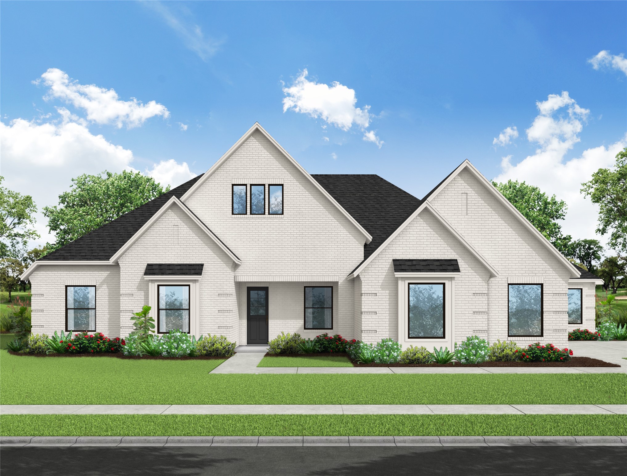 Lot 6 Homestead Hill Road New Waverly, TX 77358 - Photo 2 of 15 a front view of a house with a garden and trees