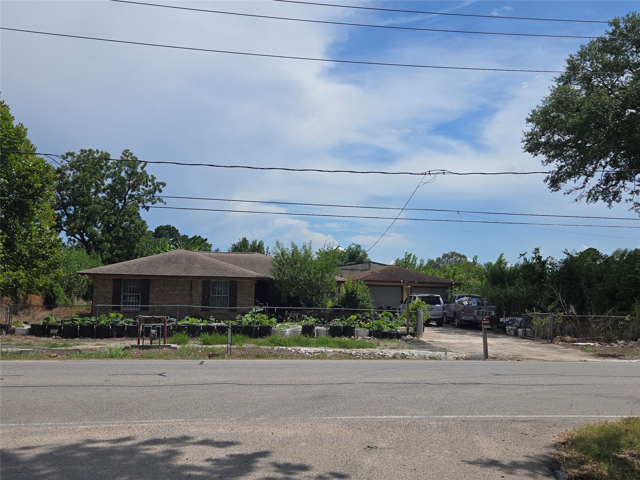 a front view of a house with a yard and trees
