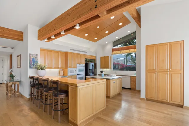 a kitchen with lots of counter top space