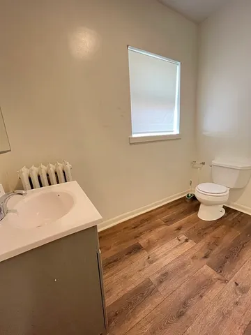 a bathroom with a sink toilet and vanity