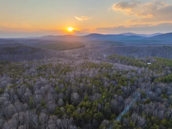 a view of a lush green hillside and a houses