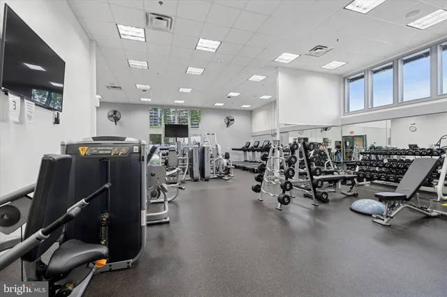 a view of a room with gym equipment