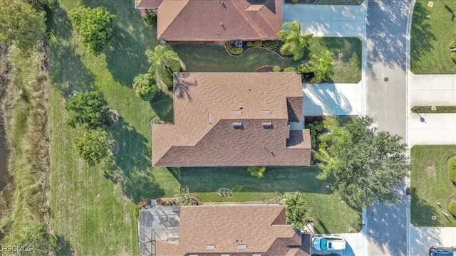 an aerial view of a house
