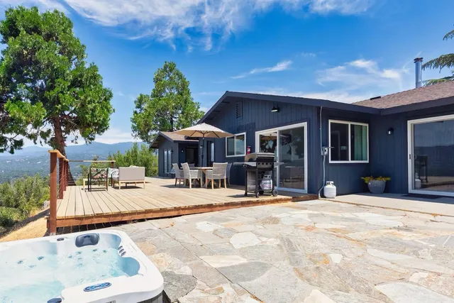 a view of pool with outdoor seating